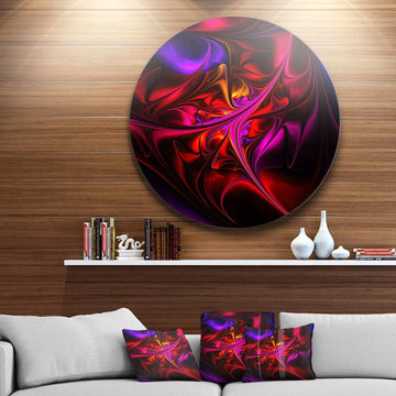 Multi Colored Magenta Stained Glass - Floral Oversized Circle Metal Wall Art